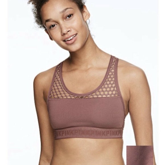 PINK Victoria's Secret Other - PINK VICTORIA'S SECRET Ultimate Unlined Mesh Sports Bra Cocoa Powder Mauve Small